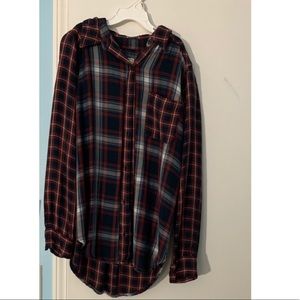 navy blue and red flannel